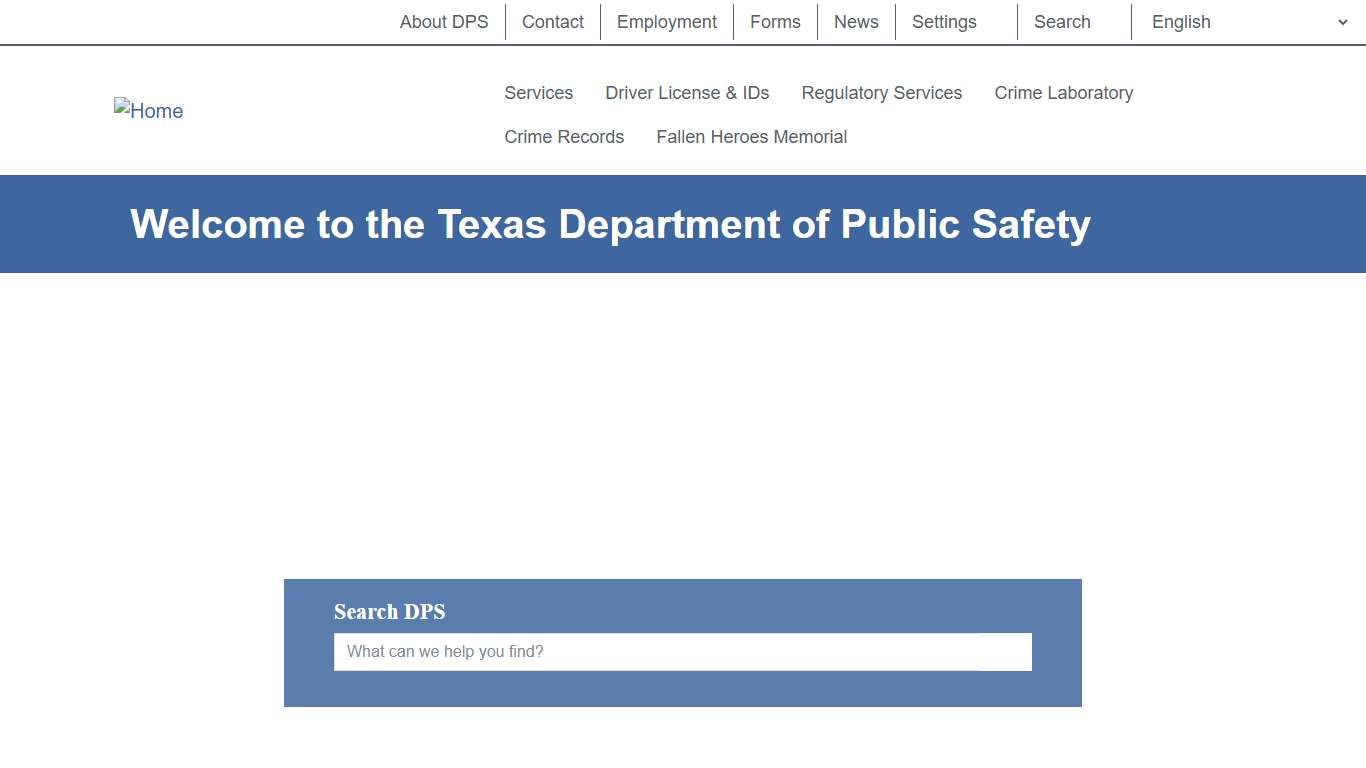 Welcome to the Texas Department of Public Safety Department of Public Safety